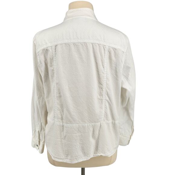 Jones New York Signature Woman White Textured Cotton Shirt Jacket Shacket XL - Picture 4 of 6